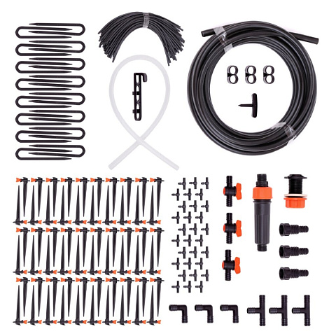 Набор для капельного полива с регулируемыми капельницами, от емкости, на 60 растений, Жук, 5974-00