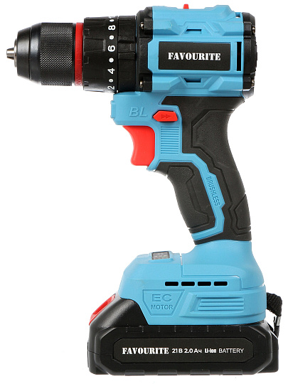 Дрель-шуруповерт аккумуляторный, Favourite, ДАБ 21, бесщеточный, 21 В, кейс, 303802102