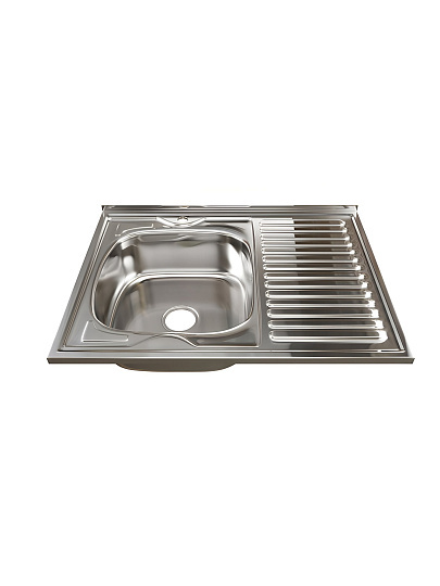 Мойка кухонная накладная, Mixline, нержавеющая сталь, 800х600 мм, левая, 0.8 мм, с сифоном