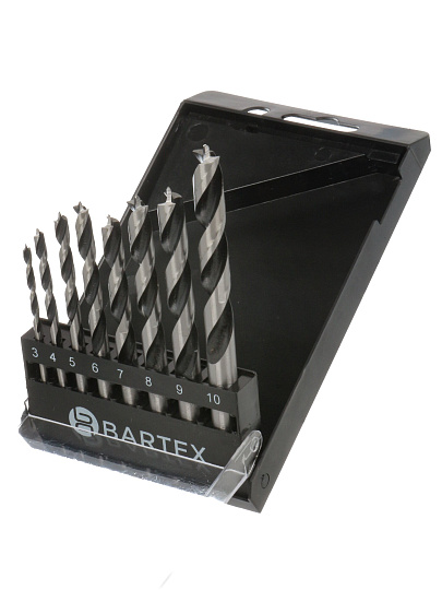 Набор сверл по дереву, 8 шт, 3-10 мм, цилиндр хвостовик, HS100312