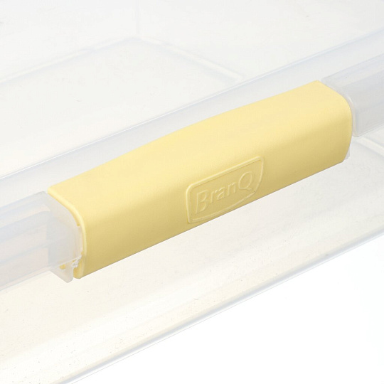 Ящик для хранения, 5 л, 37х27.4х9.5 см, с крышкой, прозрачный с защелками, желтый, серый, BranQ, Laconic mini, BQ2511