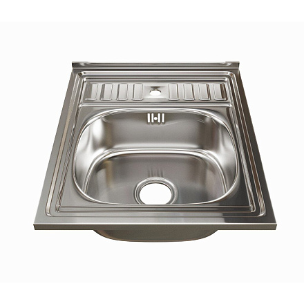 Мойка кухонная накладная, Mixline, нержавеющая сталь, 500х600 мм, 0.8 мм