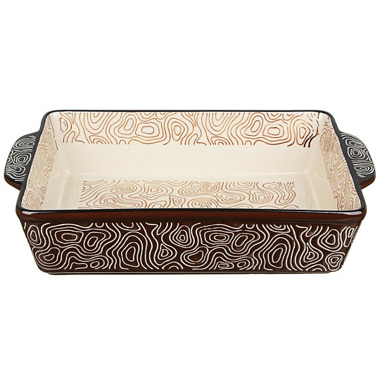 Форма для запекания керамика, 19.5х31х6.5 см, прямоугольная, шоколадная, Millimi, 826325