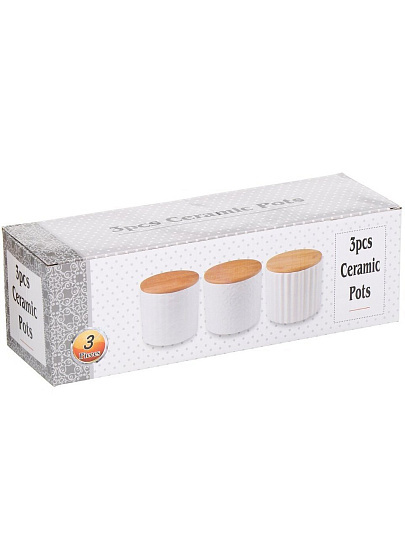 Банка для сыпучих продуктов, керамика, 0.75 л, 3 шт, с крышкой, Чай Кофе Сахар