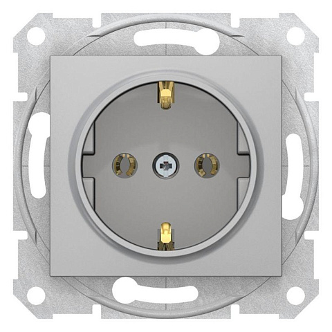 Механизм розетки 1-м СП Sedna 16А IP20 250В с заземл. без защ. шторок алюм. SchE SDN3000560