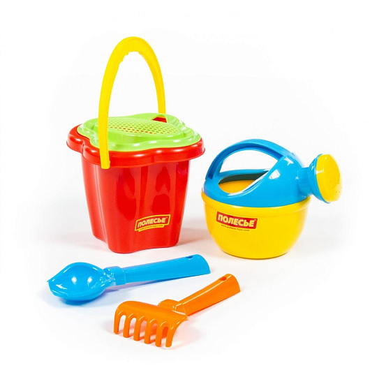 Игровой набор Полесье, №222, ведро-цветок, ситечко-цветок, совок, грабельки, лейка, 4450, в ассортименте