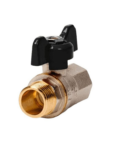 Кран для воды с американкой 3/4", прямой, ручка-бабочка, PN40, РосТурПласт