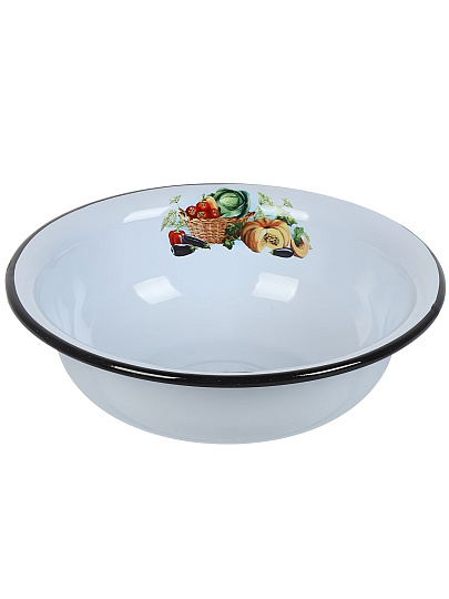Миска эмалированная сталь, круглая, 8 см, 2 л, Урожай, СтальЭмаль, 1с32с, серо-голубая