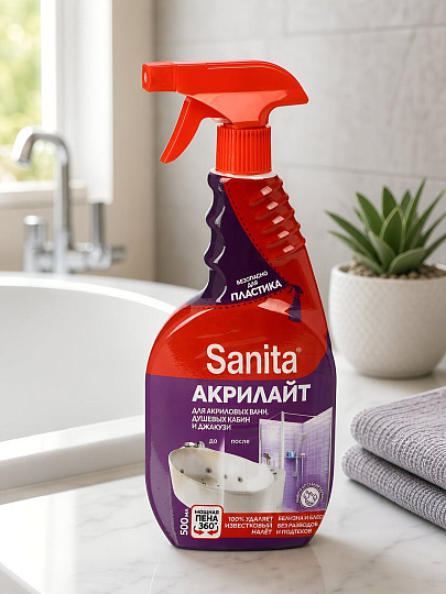 Чистящее средство для удаления известкового налета, Sanita, Акрилайт, спрей, 500 мл, 580 г