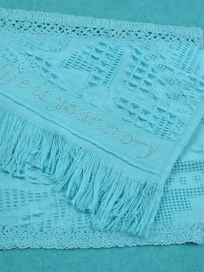 Плед 1.5-спальный, 150х180 см, 100% хлопок, Barkas, Green Days, голубой, AI-2209004