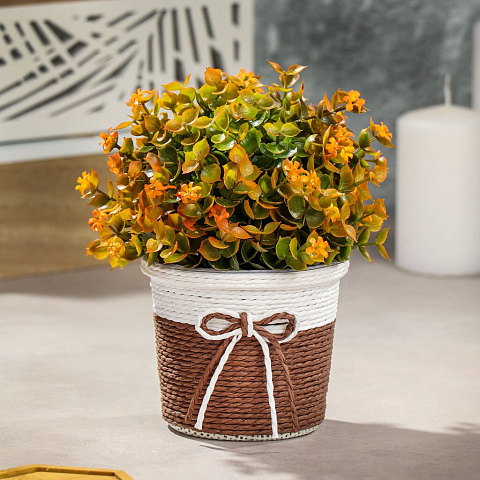 Цветок искусственный декоративный Композиция цветочная, в корзинке, 10х19 см, в ассортименте, Y4-3495