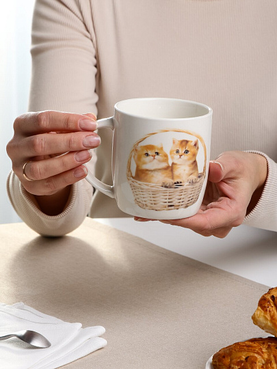 Кружка фарфор, 360 мл, Котики, МФК, MFK20472