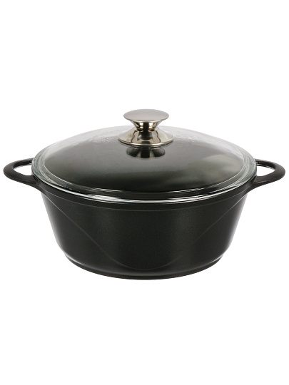 Кастрюля алюминий, антипригарное покрытие, 4 л, крышка стекло, Горница, Классик, к2633а