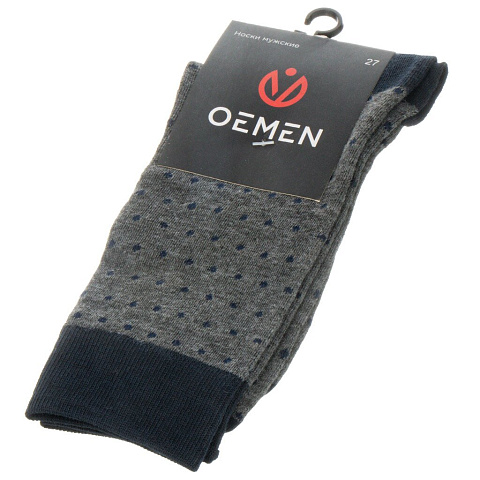 Носки для мужчин, хлопок, Oemen, PM147, темно-синий, серые, р. 27