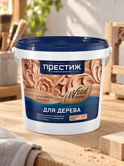 Шпатлевка Престиж, акриловая, по дереву, для внутренних и наружных работ, тик, 1 кг