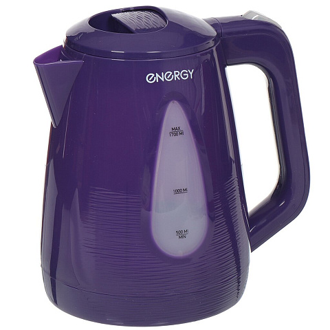 Чайник электрический Energy, E-214, фиолетовый, 1.7 л, 2200 Вт, скрытый нагревательный элемент, пластик