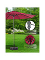 Зонт садовый 2.7х2.7х2.3 м, бордо, C080018, с подставкой 51х12х51 см - фото 3