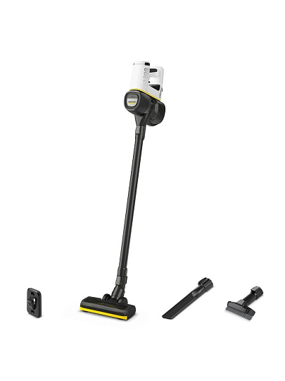Пылесос аккумуляторный, вертикальный, Karcher, VC 4 Cordless myHome, 140 Вт, с контейнером, 0.65 л, 2.5 А.ч, сухая уборка, белый