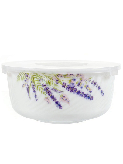 Салатник стеклокерамика, круглый, 3 шт, 9 см, 14, 16, 19 см, 0.5, 0.8, 1.4 л, с крышкой, Лаванда, Daniks, HDW3T-P