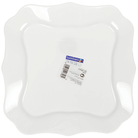 Тарелка обеденная, стеклокерамика, 26 см, квадратная, Authentic White, Luminarc, 8728/J1300