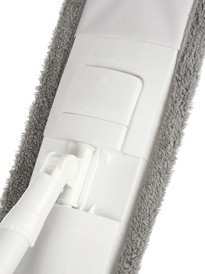 Швабра плоская, микрофибра, 120х43х13 см, серая, телескопическая ручка, светло-серая, Марья Искусниц