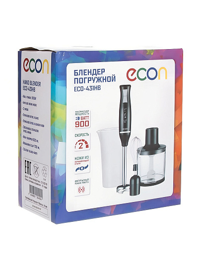 Блендер погружной 900 Вт, 2 скорости, Econ, ECO-431HB, черный