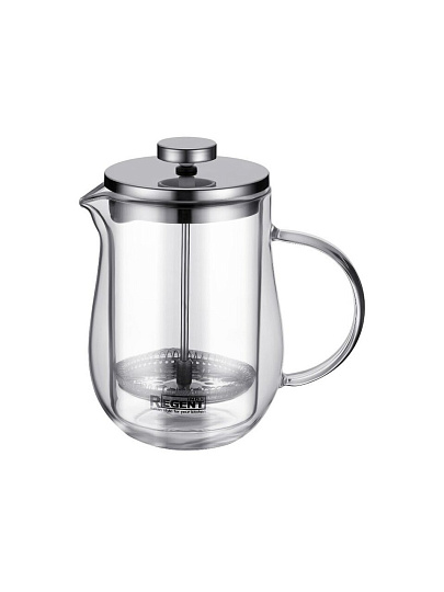 Френч-пресс 0.6 л, стекло, нержавеющая сталь, Regent Inox, Linea Franсo, 93-FR-37-01-600