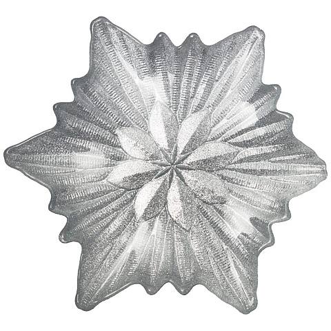 Блюдо стекло, фигурное, 21х21 см, Snowflake silver shiny, 339-090