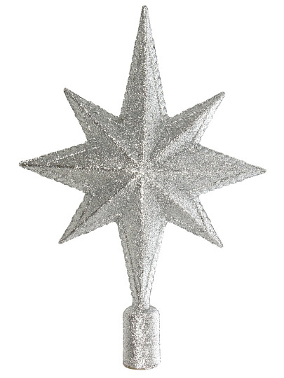 Верхушка на елку Звезда, серебряная, 25х16.5 см, SYSDX332159S