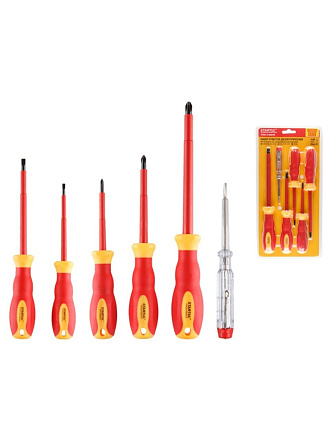 Набор отверток диэлектрический, 6 предметов, Startul, антискользящая двухкомпонентная ручка, Master, ST3051-6