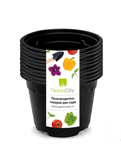 Горшок для рассады 300 мл, 90х68 мм, Color, 10 стаканчиков, круглый, пластик, ГазонCity