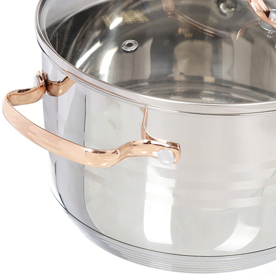 Набор посуды нержавеющая сталь, 10 предметов, кастрюли 1.9,2.9,3.9,6.5 л, ковш 1.9 л, индукция, Daniks, Токио, SD-A87-10