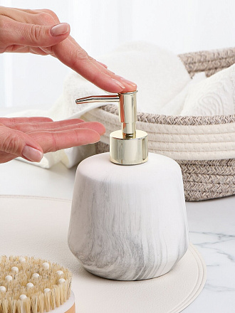 Дозатор для жидкого мыла, керамика, 11х11х16 см, серый мрамор, Y4-9882