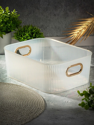 Корзина для хранения, 27.6х20.9х10 см, прямоугольная, пластик, белая, Y4-7048