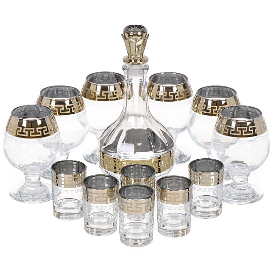 Набор для спиртного 13 предметов, стекло, графин 500 мл, фужер для коньяка 6 шт, стопка 50 мл 6 шт, Гиггласс, Нэро, GN02/01+GN1022/06+GN44483