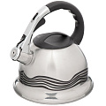 Чайник нержавеющая сталь, 3 л, со свистком, зеркальный, с терморисунком, Vetta, индукция, 847-043