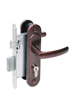 Замок врезной Абсолют, ЗВ4.2-08, БП-00013534, ручка в комплекте, цилиндровый, медь-антик