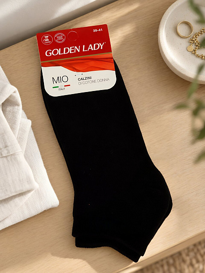 Носки для женщин, укороченные, хлопок, Golden Lady, Mio, черные, р. 39-41