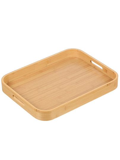Поднос бамбук, 45.5х35.5х5 см, прямоугольный, с ручками, ST32145B