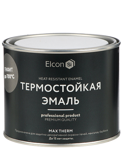 Эмаль Elcon, термостойкая, быстросохнущая, кремнийорганическая, матовая, графит, 0.4 кг, 700°С