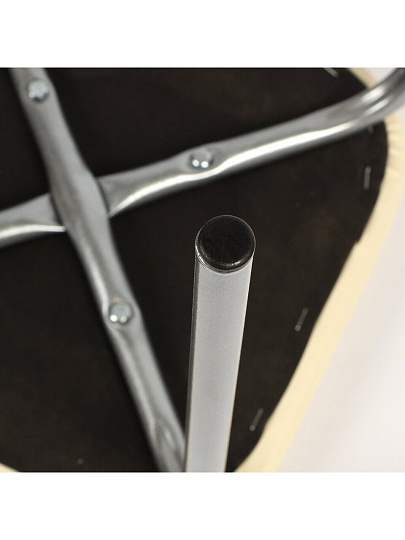 Табурет 310х310х435 мм, кремовый/серебро, сиденье квадратное, экокожа, на 4-х металлических опорах, Классик