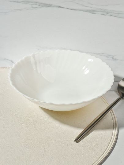 Салатник стеклокерамика, круглый, 19х6 см, 0.7 л, Белый, Daniks, LHDW 75, белый