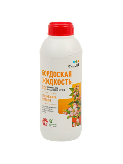 Фунгицид Бордоская жидкость, от болезней на плодовых, ягодных культур в период вегетации, 1 л, жидкость, Avgust