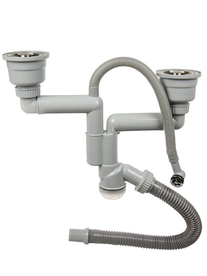 Сифон для мойки, 3" 1/2х40, пер универс, двойн с гофр, NORDFORM Orio, Д-11008У-2