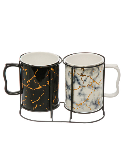 Набор чайный керамика, 2 шт, 400 мл, на подставке, B060534, металлическая подставка