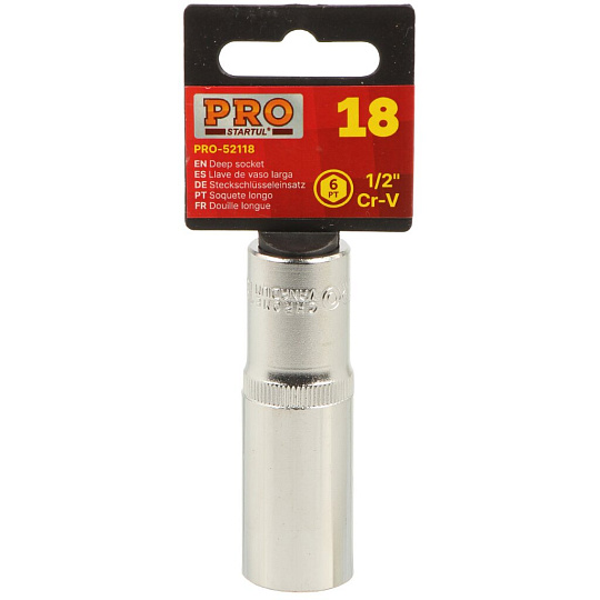 Головка торцевая 6-гранная 1/2&quot;, 18 мм, глубокая, PRO-52118