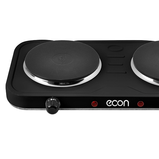 Плита электрическая Econ, ECO-232HP, 2000 Вт, 2 конфорки, диск, эмаль, механическая, переключатель поворотный, черная
