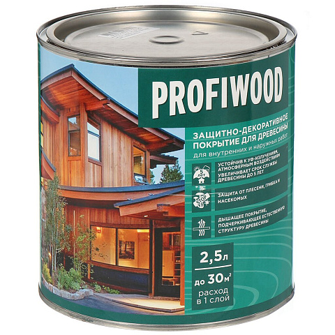 Пропитка Profiwood, для дерева, защитно-декоративная, орегон, 2.3 кг