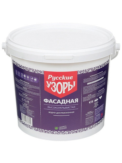 Краска водно-дисперсионная, Русские узоры, полиакриловая, фасадная, матовая, 13 кг