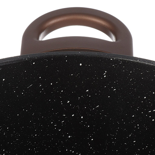 Кастрюля алюминий, антипригарное покрытие, 2.8 л, крышка стекло, MercuryHaus, Flame, 1789-MC, коричневая, индукция